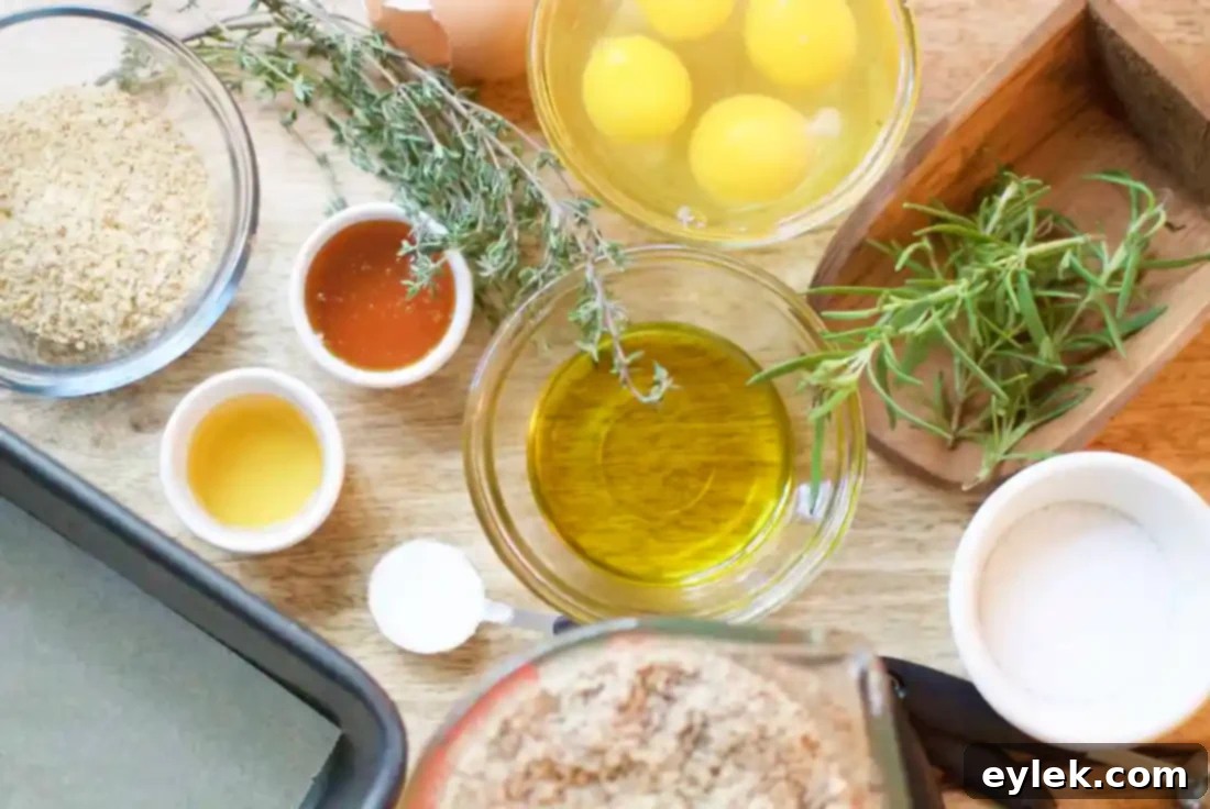 Rosemary & Thyme Almond Bread ingredients ready for mixing