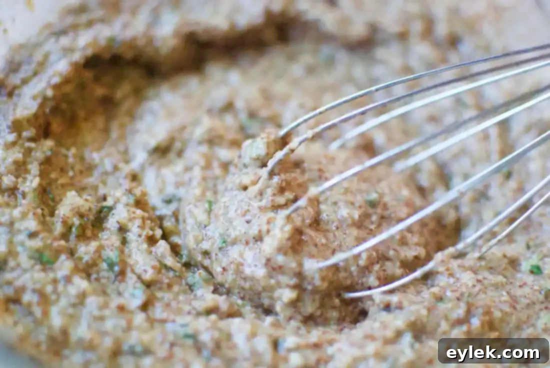 Mixing bowl with Rosemary & Thyme Almond Bread batter