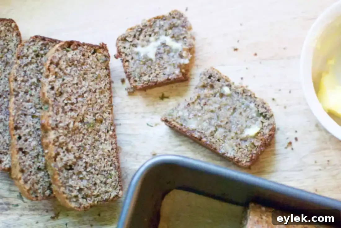 Sliced Rosemary & Thyme Almond Bread ready to serve