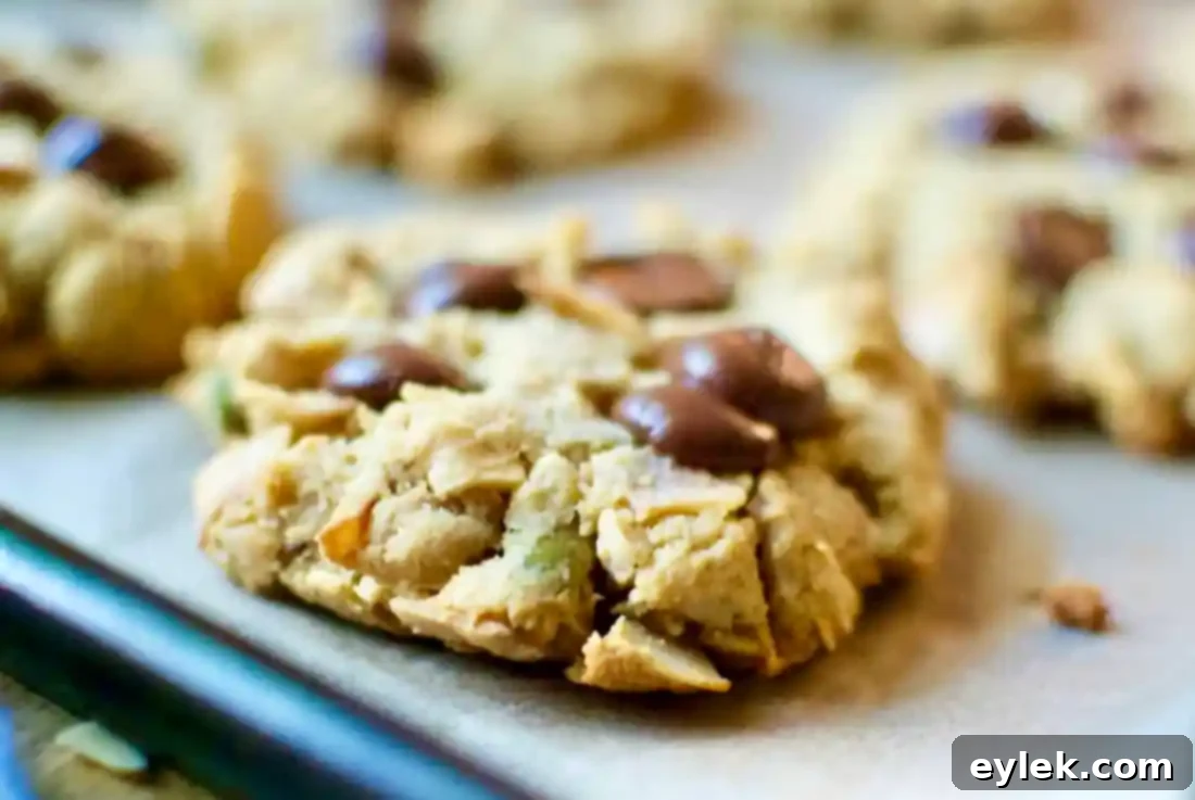 Freshly baked low-carb breakfast cookies on a baking sheet