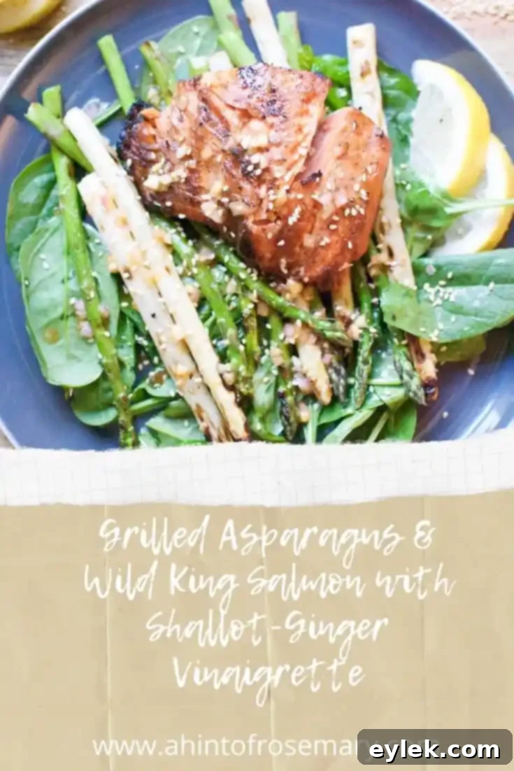 Grilled Asparagus & Wild King Salmon with Shallot-Ginger Vinaigrette
