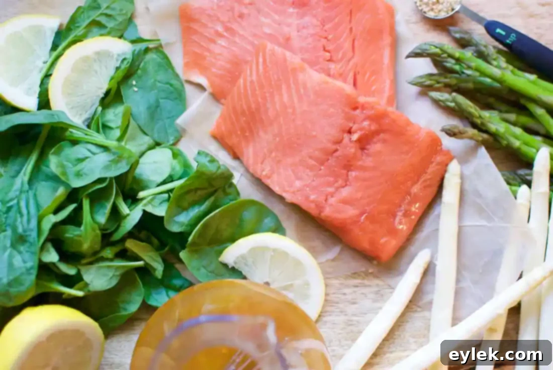 grilled asparagus & wild king salmon with shallot-ginger vinaigrette