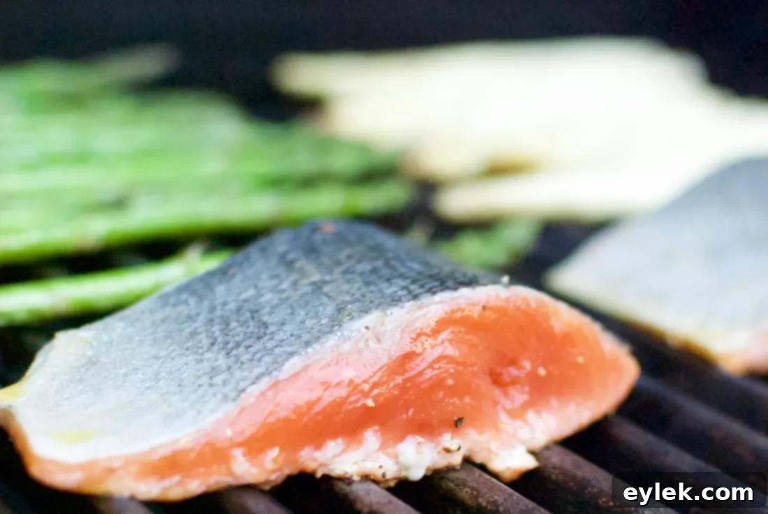 grilled asparagus & wild king salmon with shallot-ginger vinaigrette