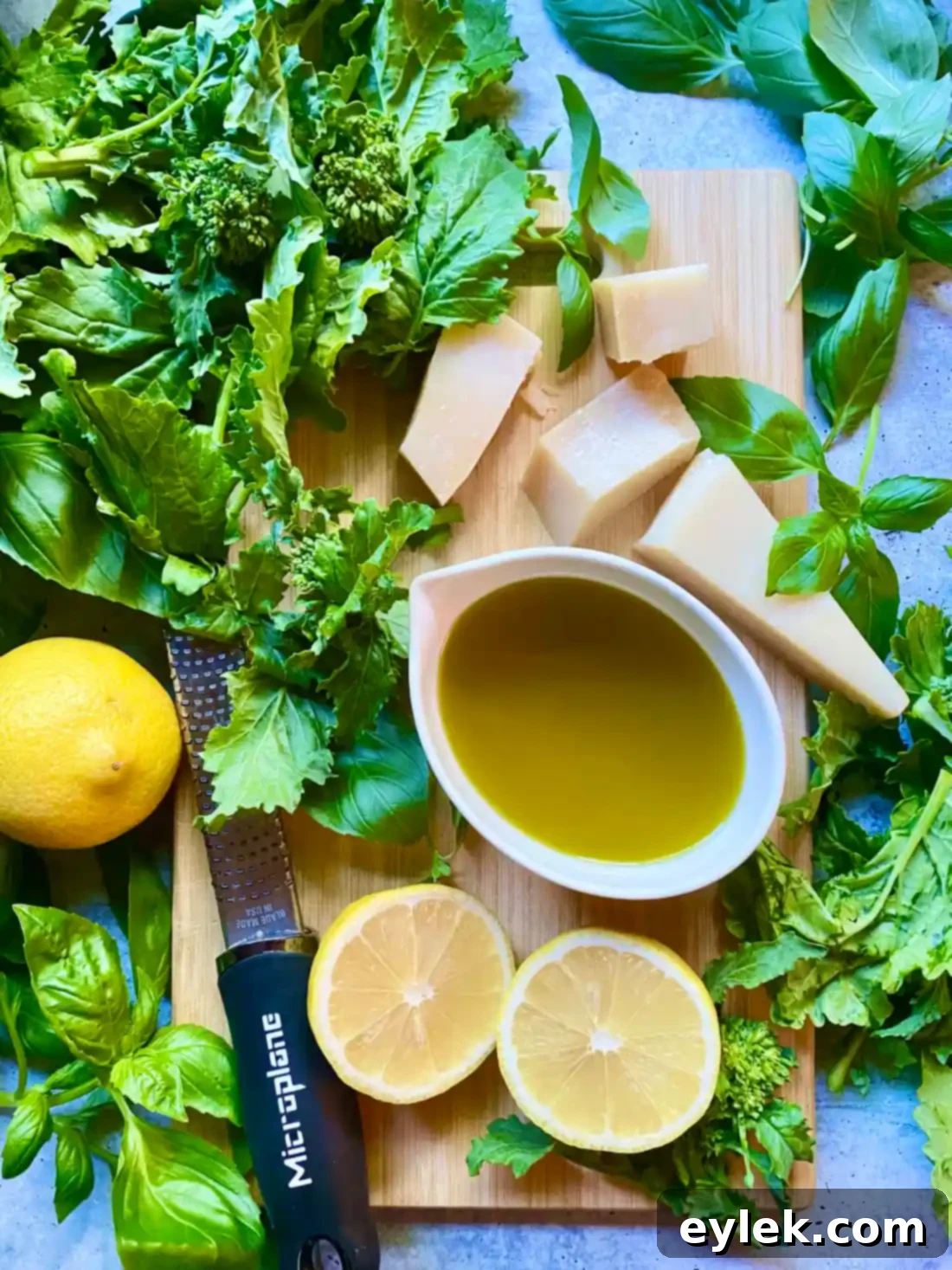 Freshly prepared Broccoli Rabe & Lemon Pesto in a bowl, ready to serve.