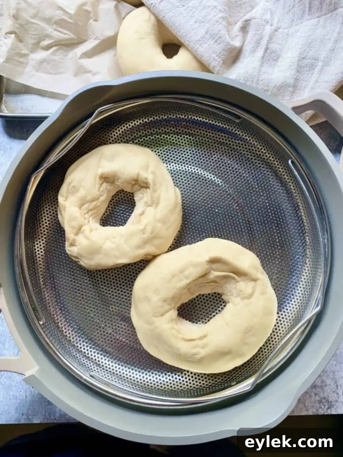 Homemade Steamed Chewy Bagels - Steamer Setup