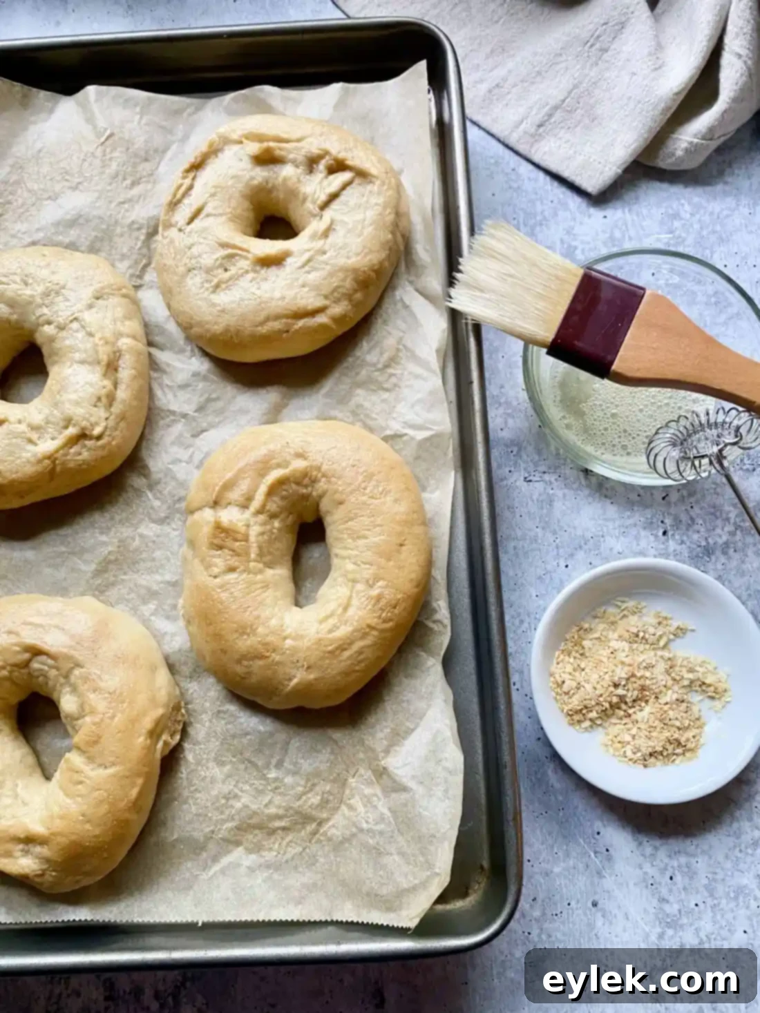 Homemade Steamed Chewy Bagels - Egg Wash
