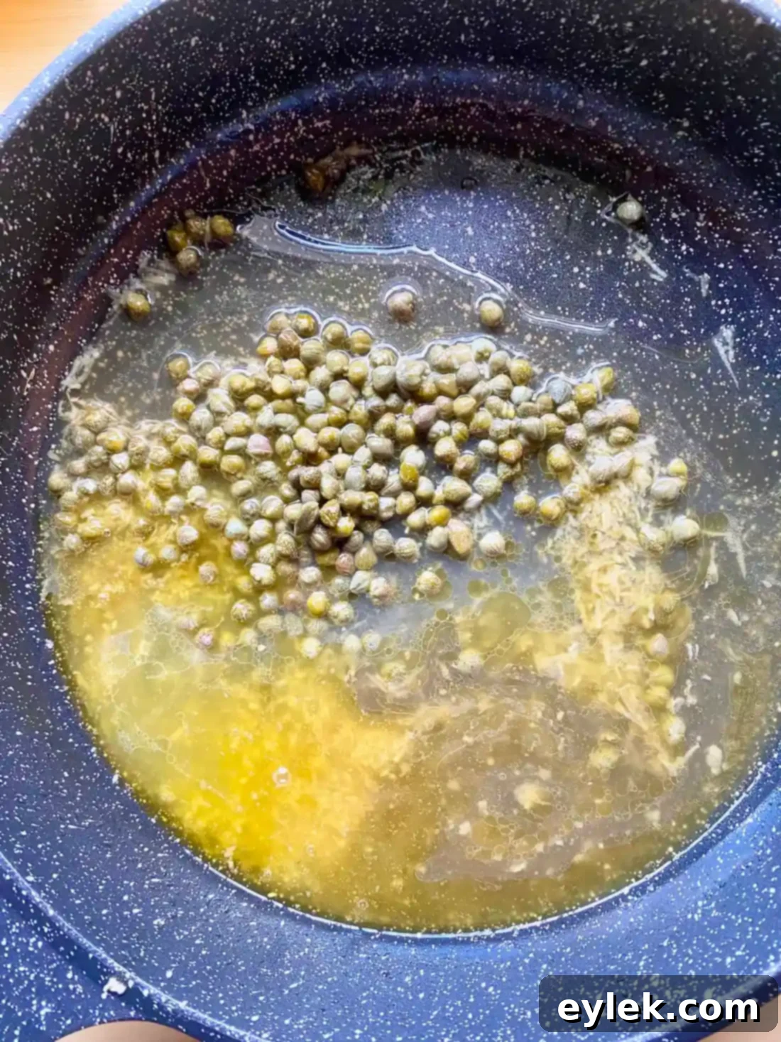 Wine simmering in the skillet