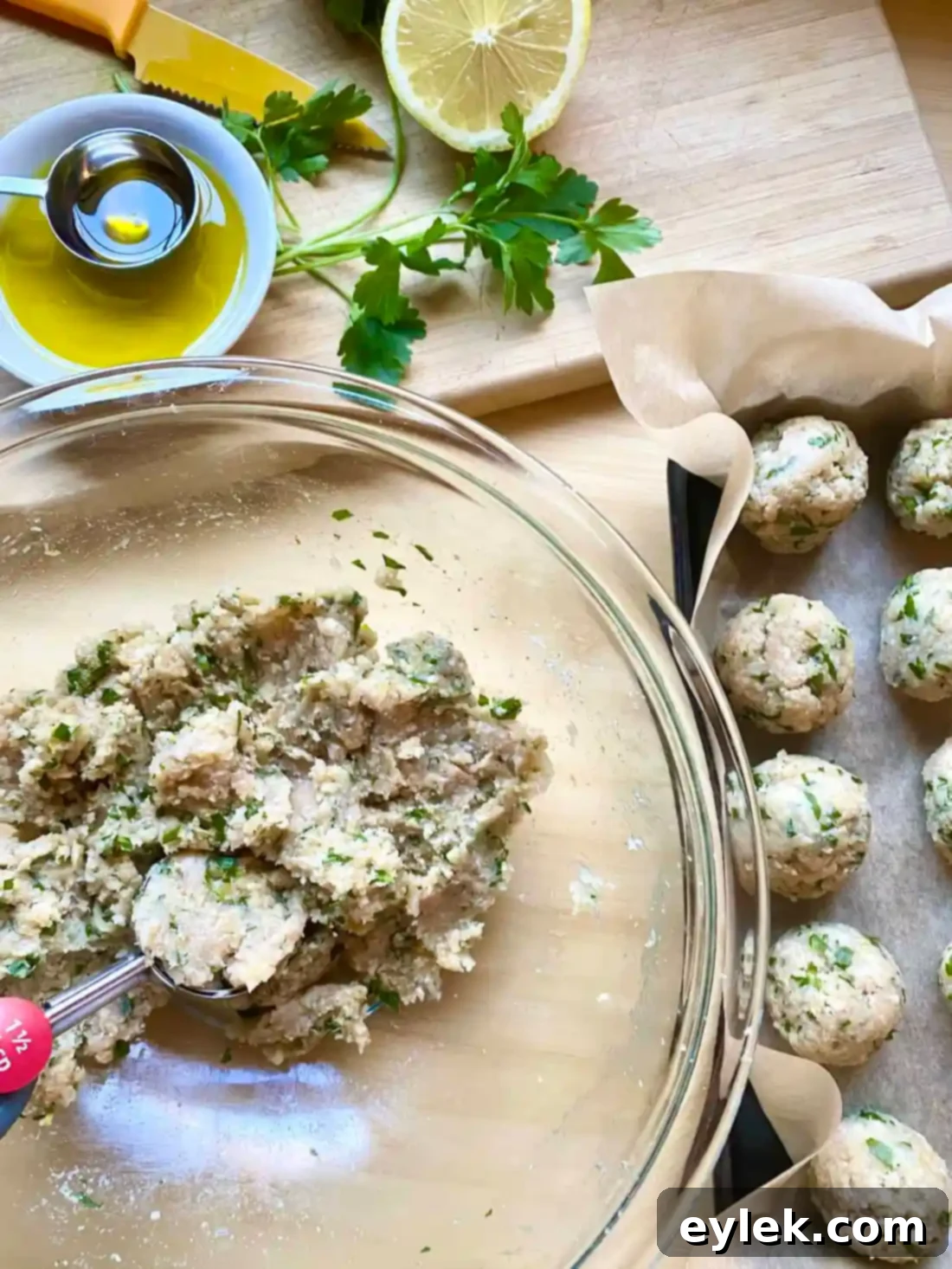 Zesty Chicken Piccata Meatballs 6 Meatballs ready for cooking