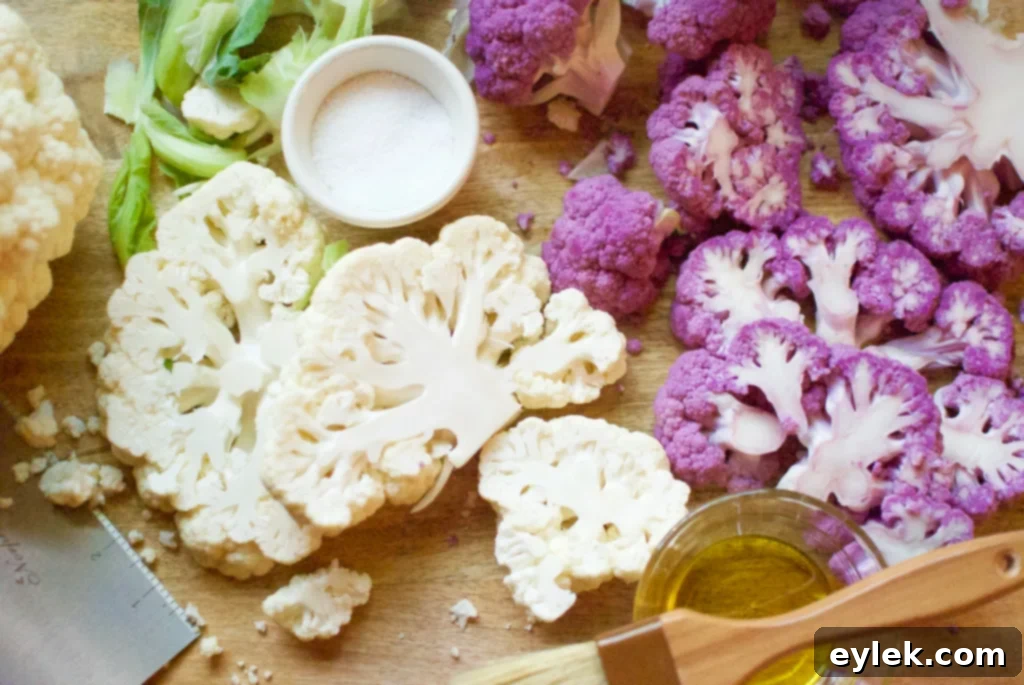 Delicious Roasted Cauliflower Steaks with Thai Peanut Sauce ready to serve