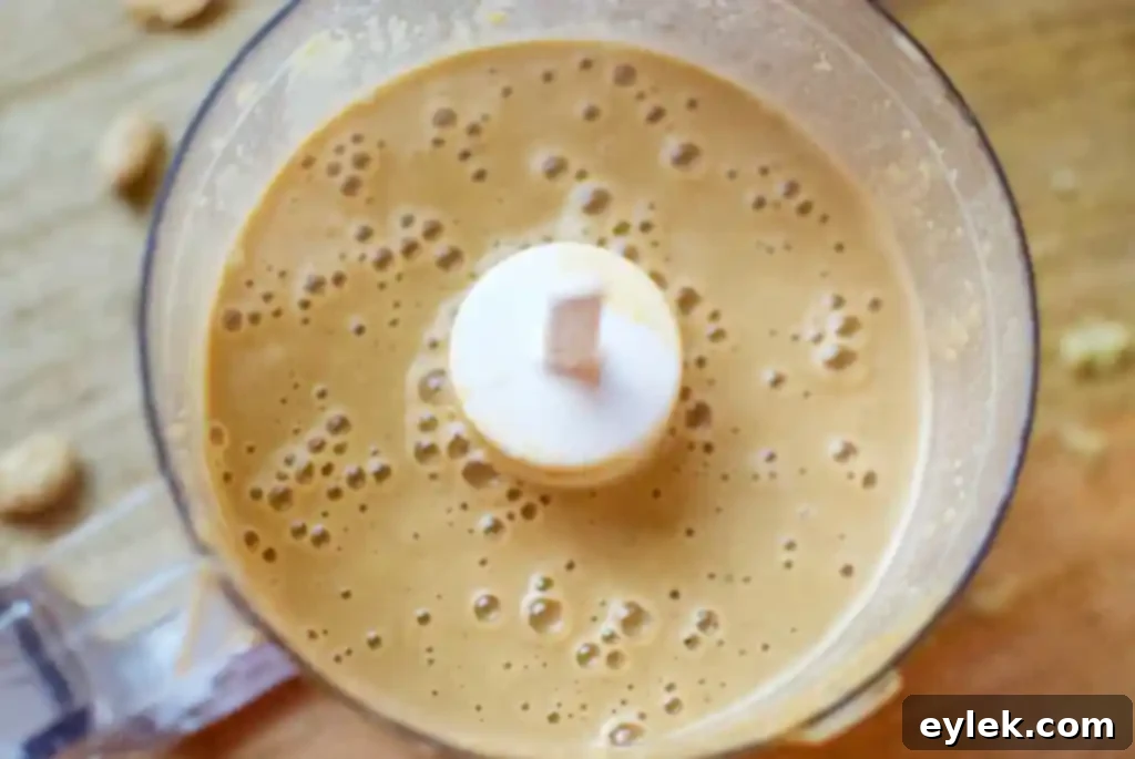 Smooth Thai peanut sauce in a food processor