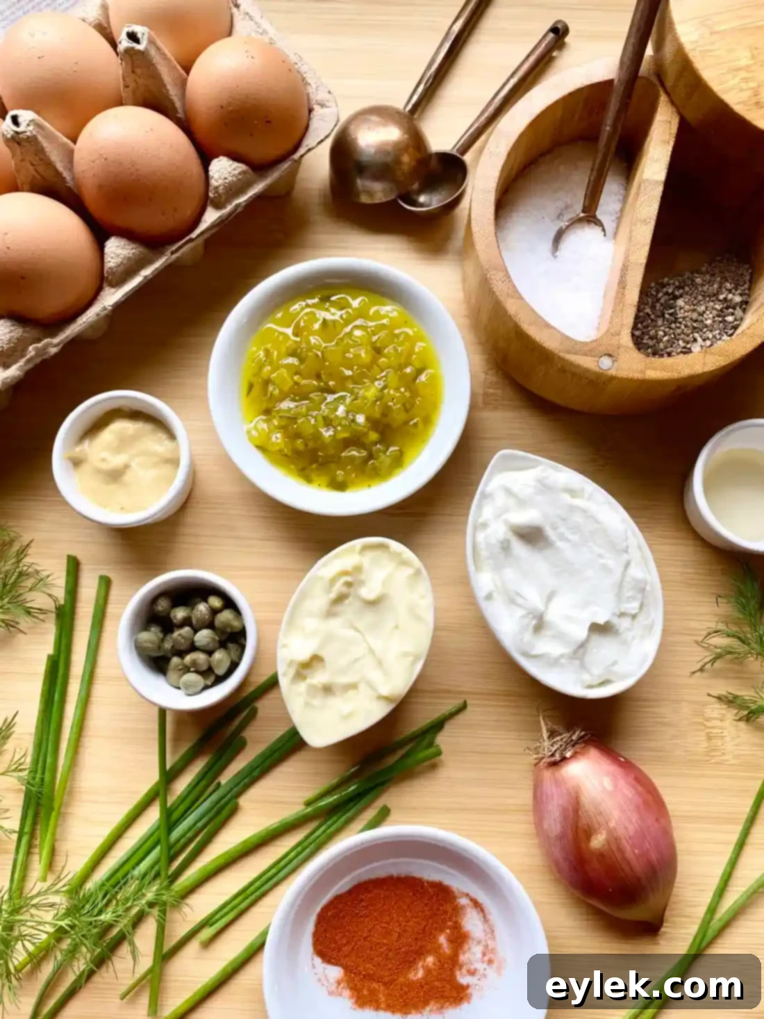 Easy Deviled Egg Dip - Ingredients Spread Out
