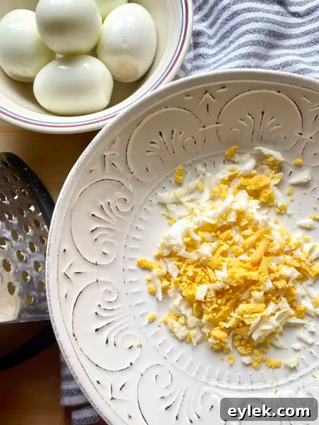 Easy Deviled Egg Dip - Grated Eggs