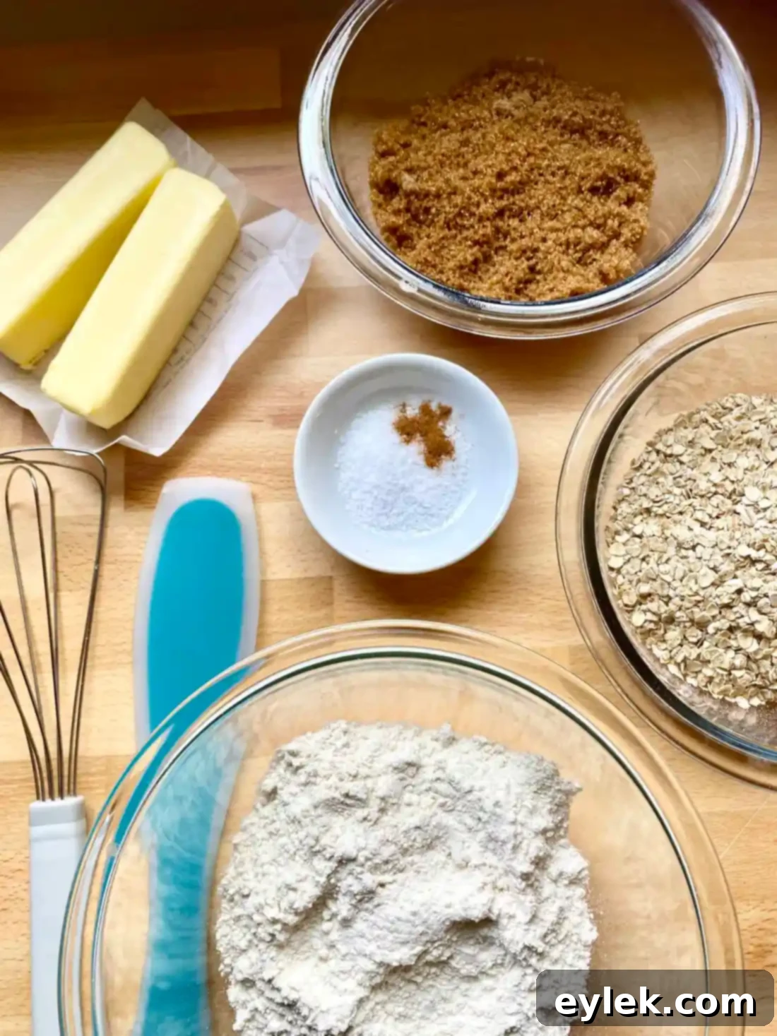 Crunchy Oat Streusel Topping ingredients laid out