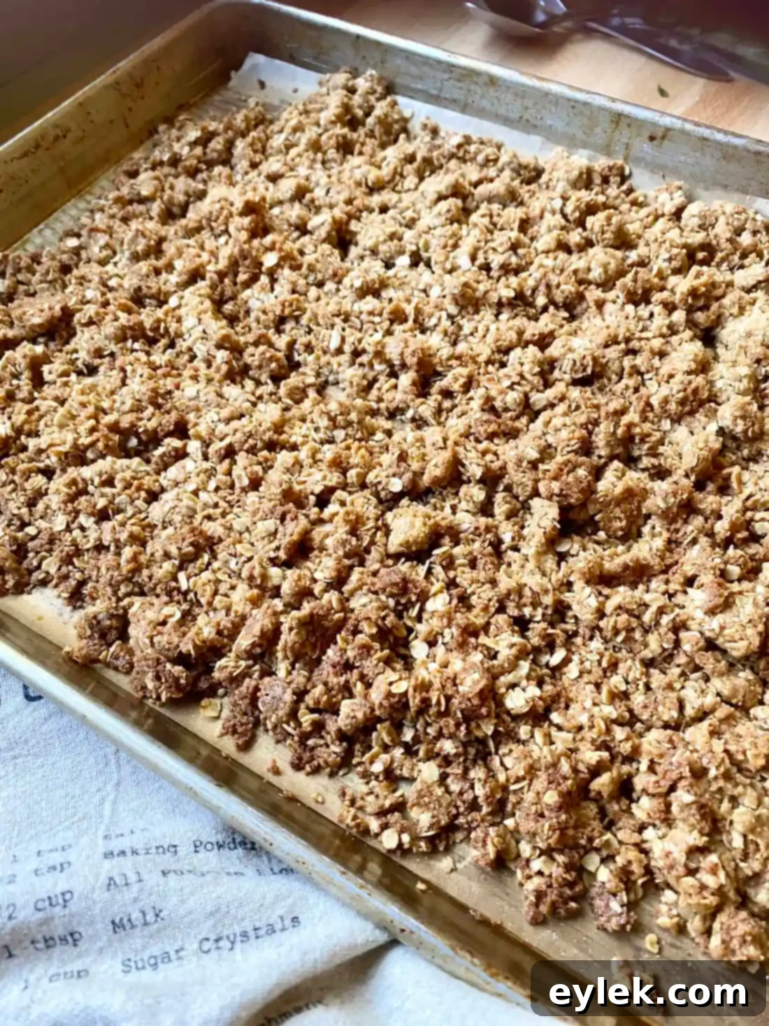 Baked streusel cooling on wire rack