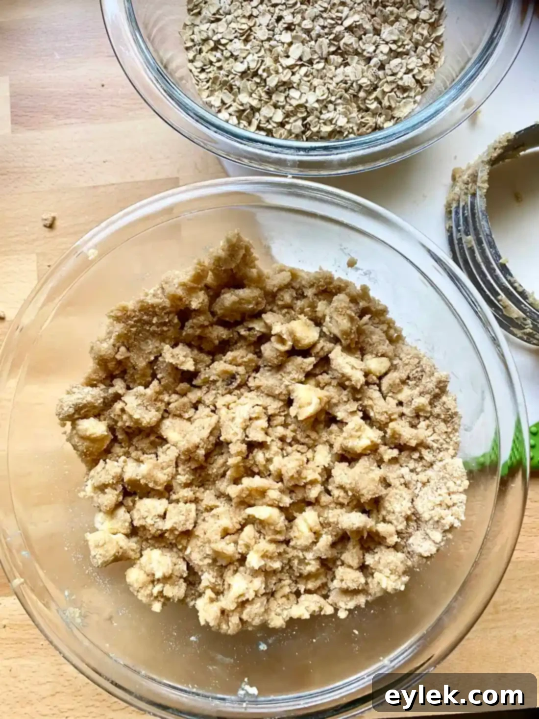 Rubbing butter into flour mixture