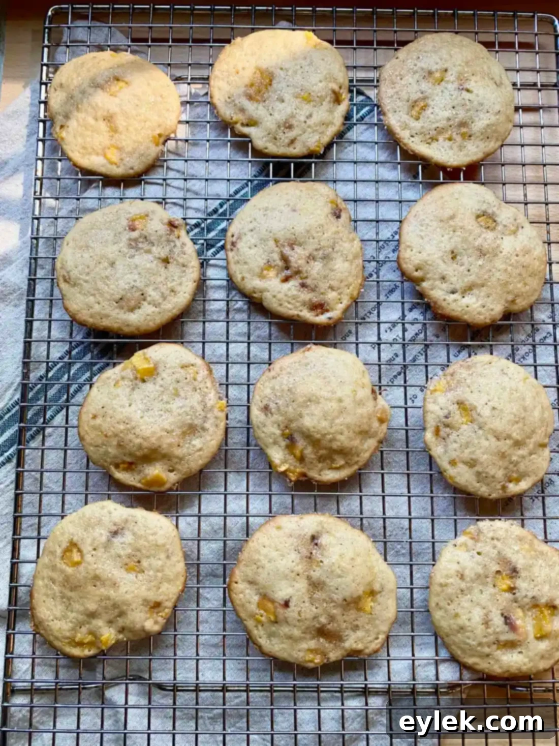 Cakey Peach Drop Cookies 13 A stack of peach cake drop cookies