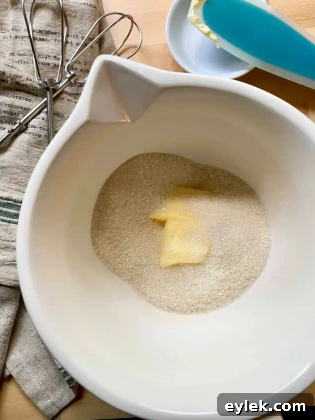 Cakey Peach Drop Cookies 4 Beating butter and sugar in a large bowl