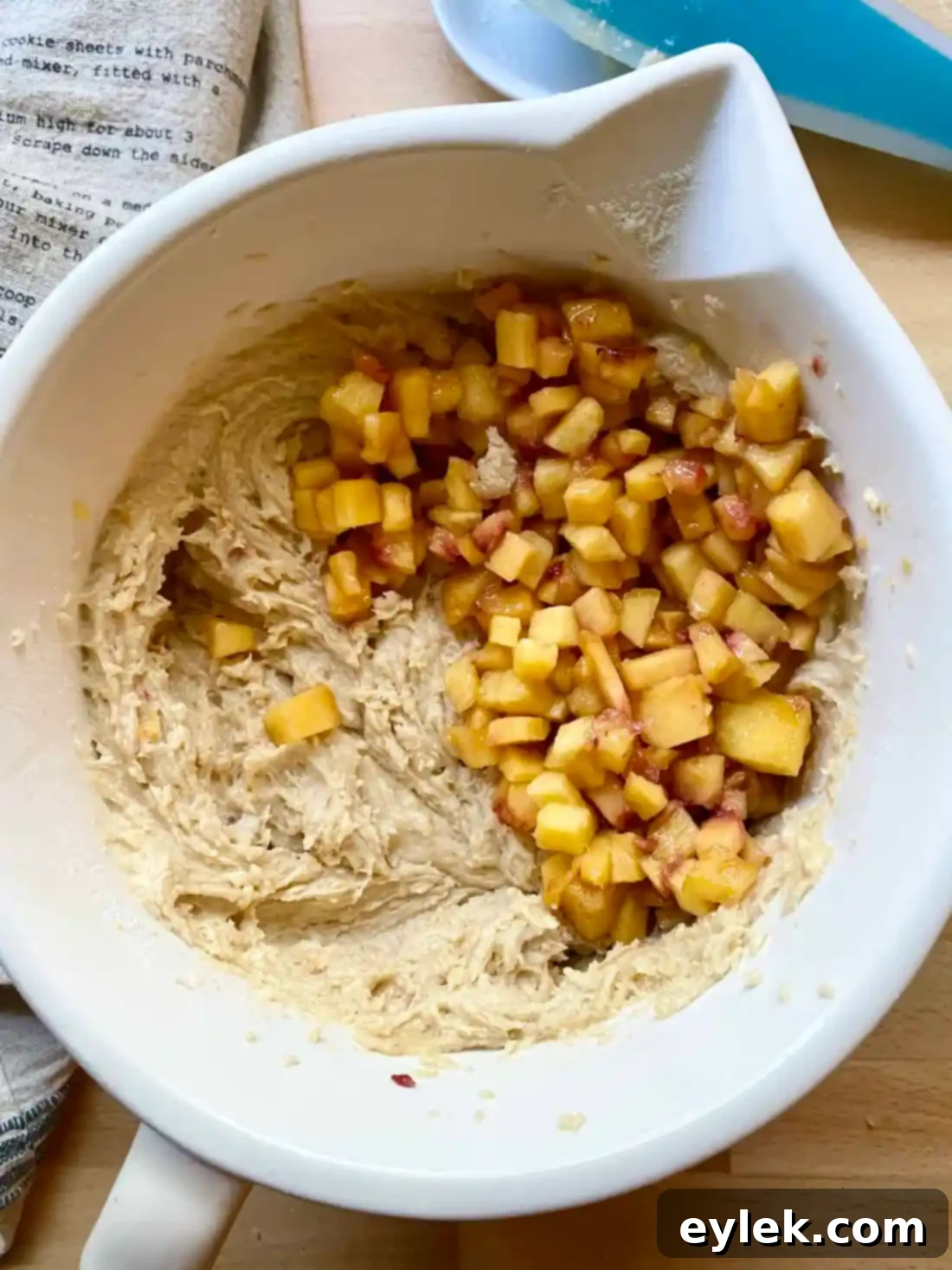 Cakey Peach Drop Cookies 8 Cookie dough with peaches mixed in