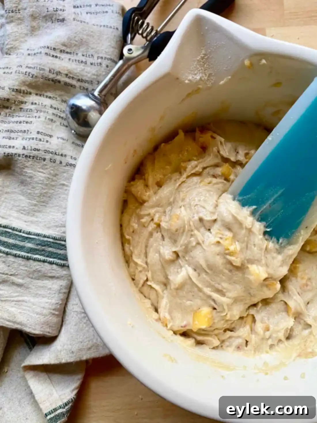 Cakey Peach Drop Cookies 9 Close-up of peach cookie dough