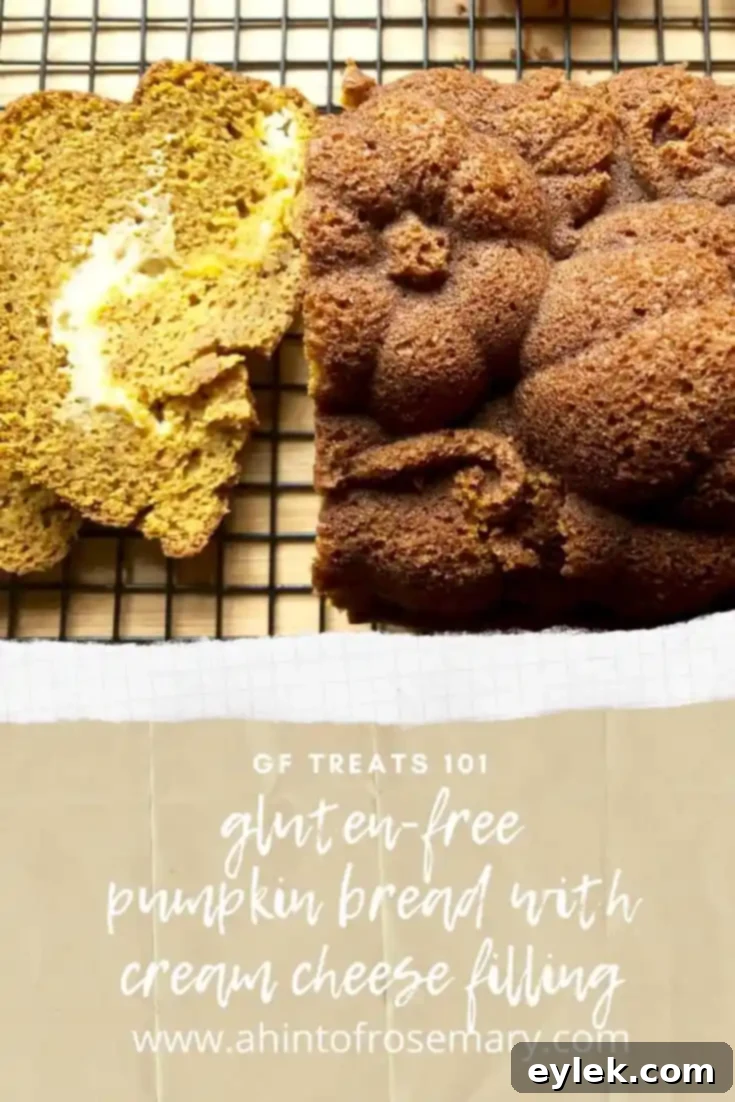 Pinterest banner for Gluten-Free Pumpkin Bread with Cream Cheese Filling