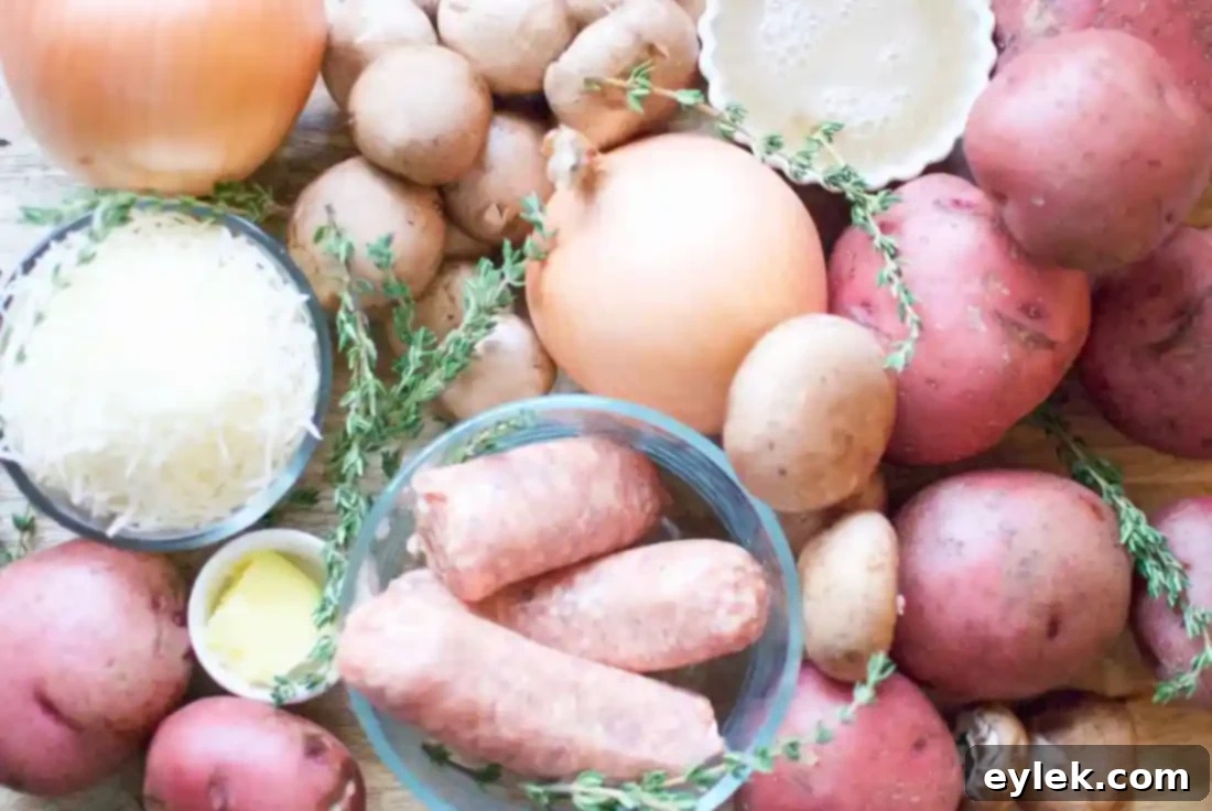 Sausage, Mushroom & Potato Gratin ingredients