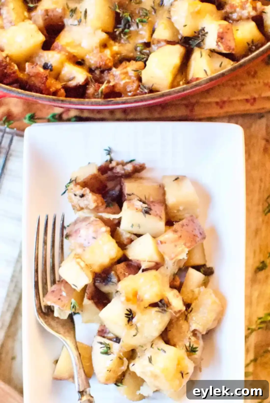 Sausage, Mushroom & Potato Gratin vertical shot