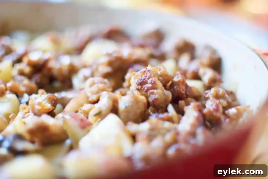 Sausage, Mushroom & Potato Gratin before baking