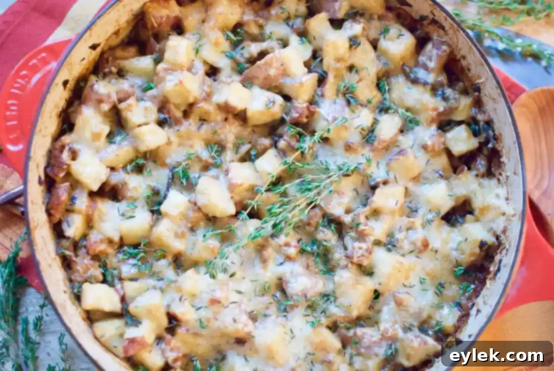 sausage, mushroom & potato gratin finished
