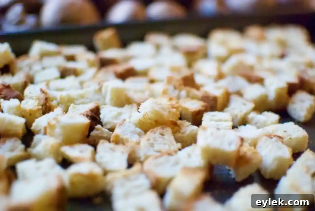 toasted gluten-free bread cubes for bread pudding
