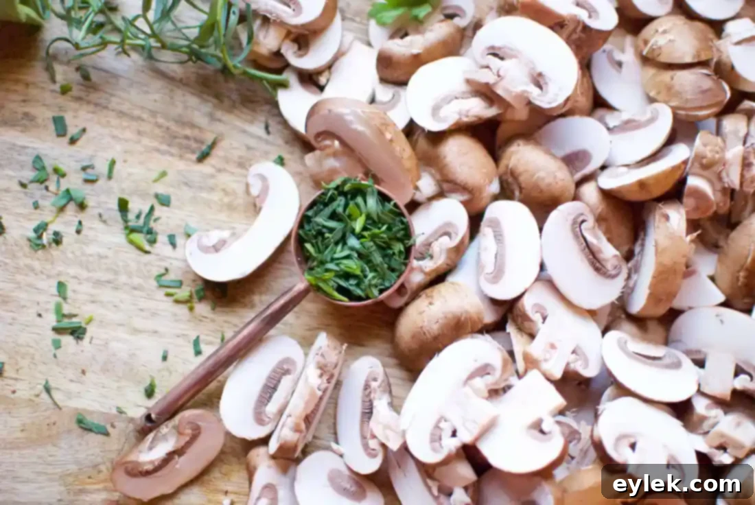 mixing bowl with bread, mushroom, and leek mixture