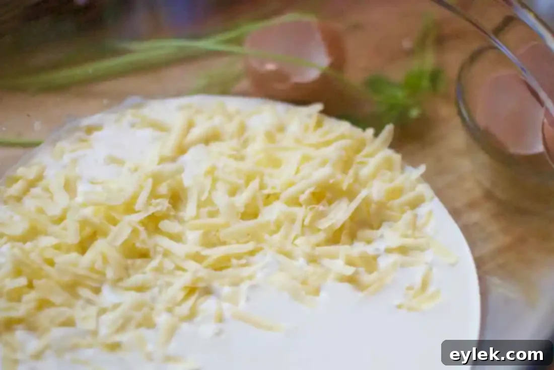 bread pudding mixture in a gratin dish before baking