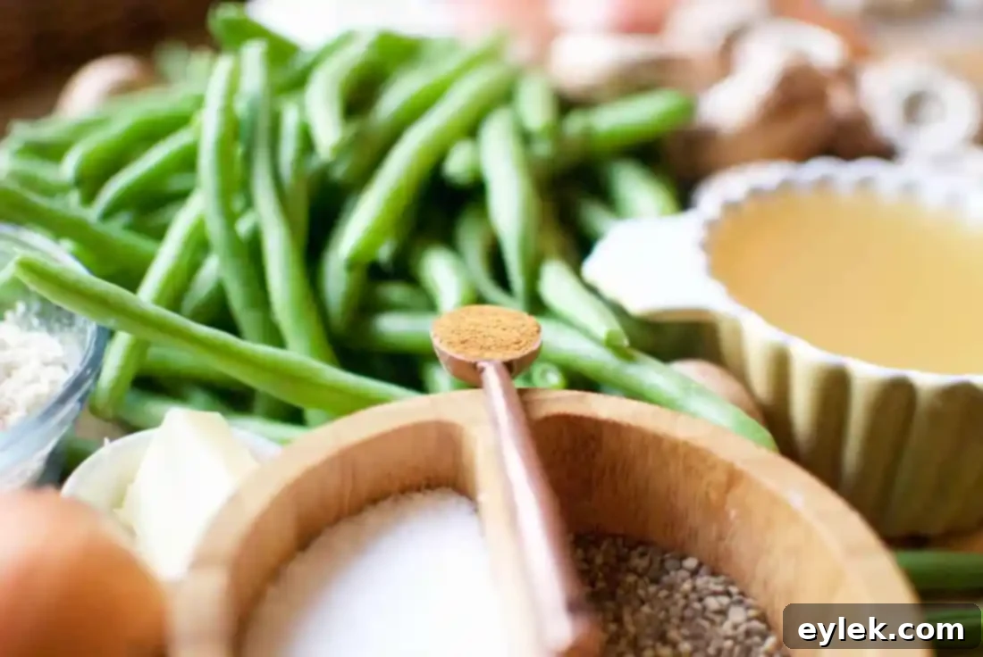 green beans with cremini mushroom sauce