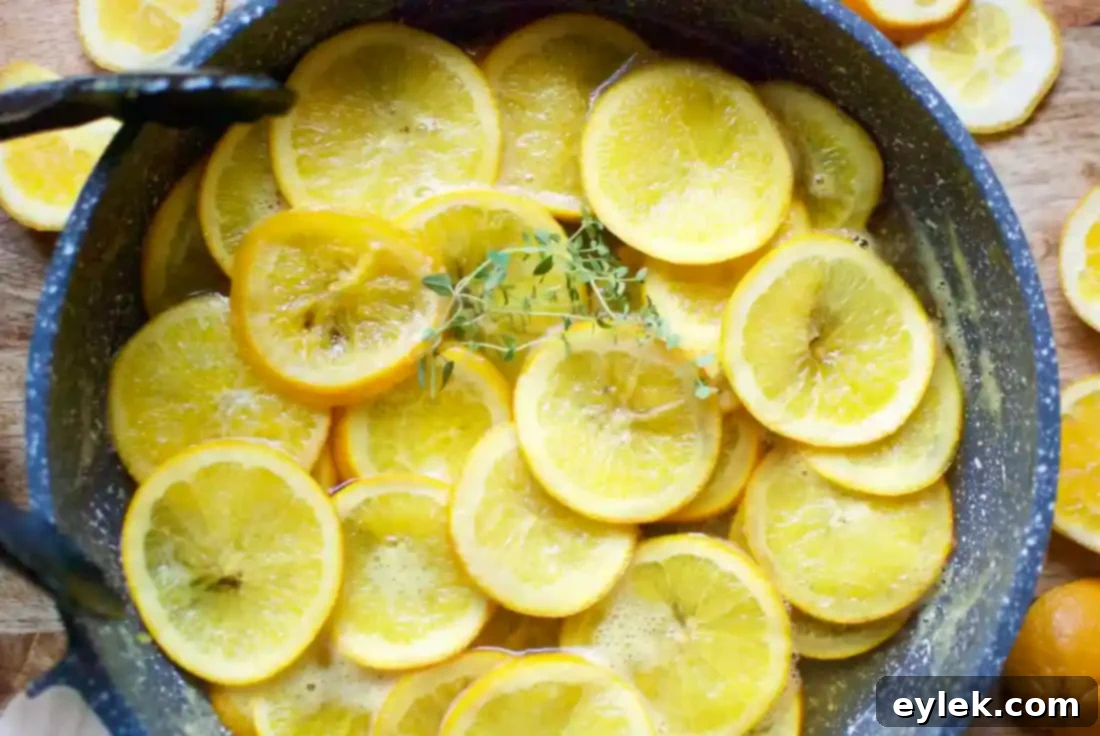 Tender simmered orange slices ready for serving