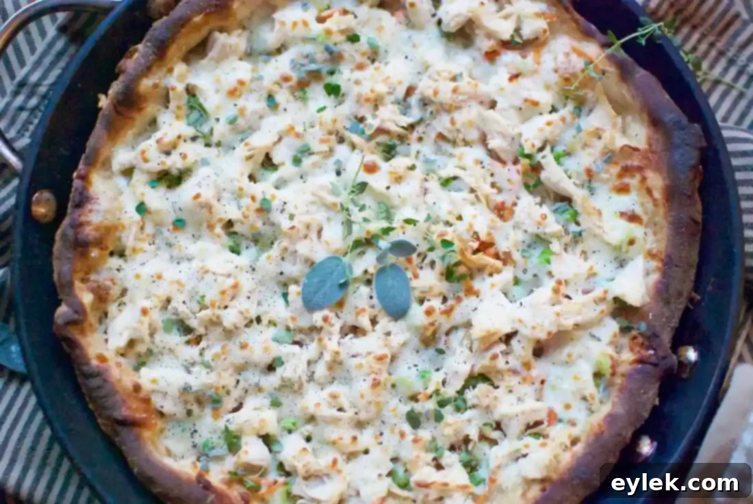 chicken potpie skillet pizza
