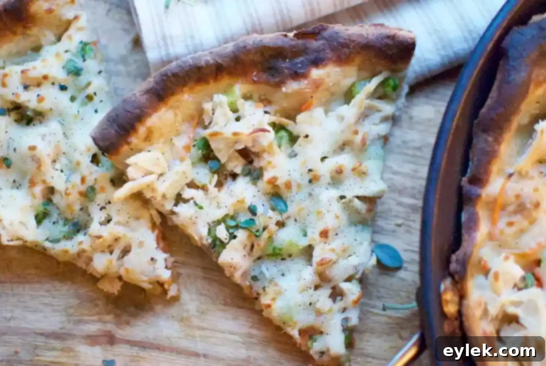 chicken potpie skillet pizza