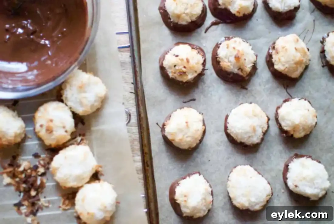 Chilling chocolate dipped macaroons