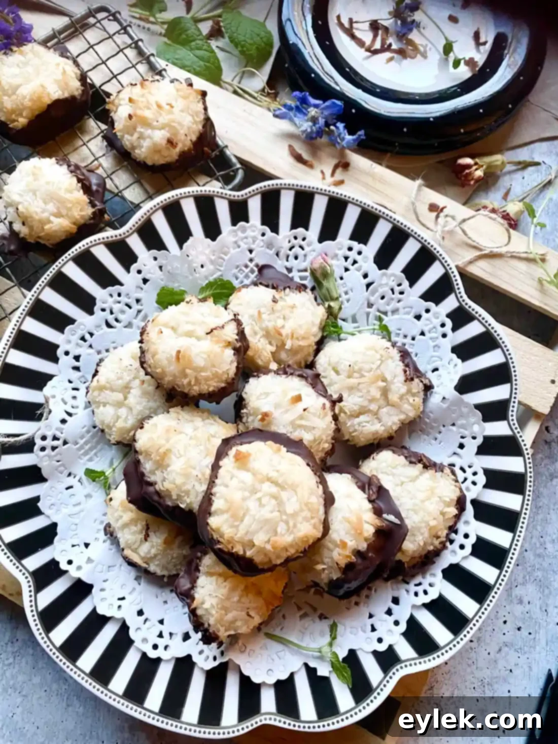 Elsa's Chocolate Dipped Macaroons for a cookie tray