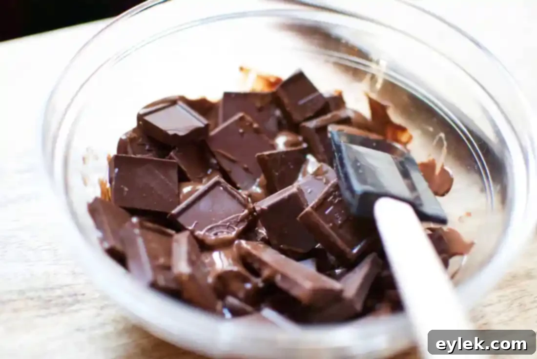 Melting chocolate for dipping