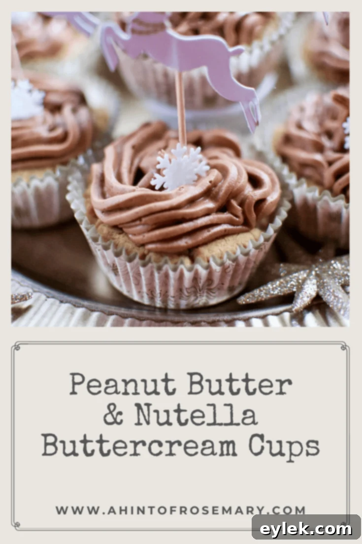 Peanut Butter & Nutella Buttercream Cups - Pinterest Pin