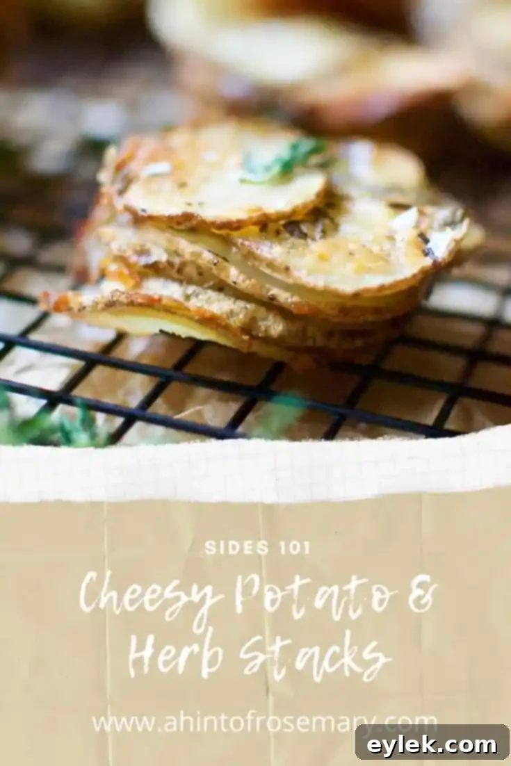 Crispy Cheesy Potato & Herb Stacks, a perfect make-ahead side dish for any occasion.