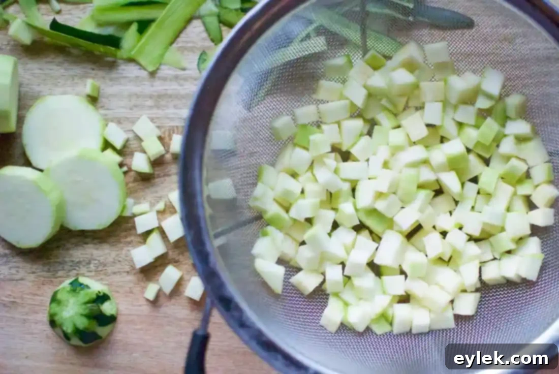 Preparing the zucchini for fritters