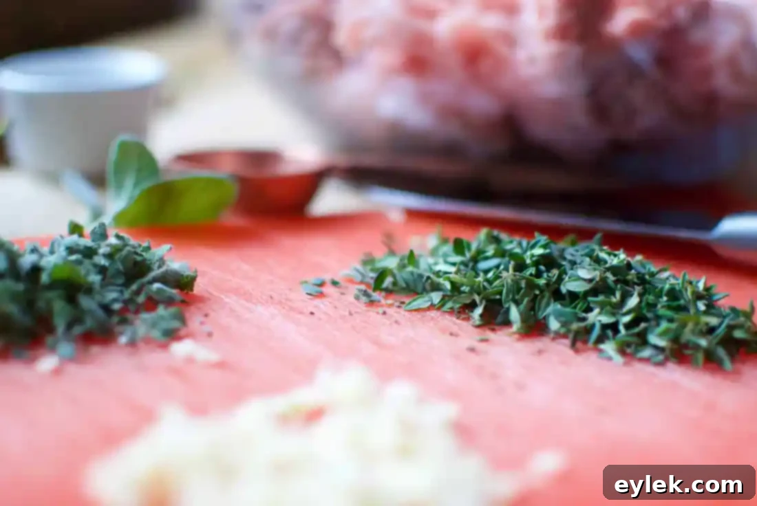 Mixing ingredients for homemade breakfast sausage