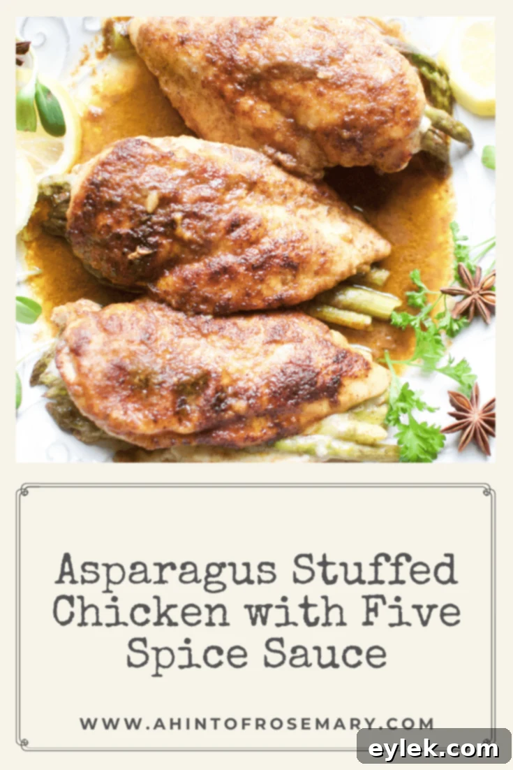 Asparagus Stuffed Chicken with Five Spice Sauce