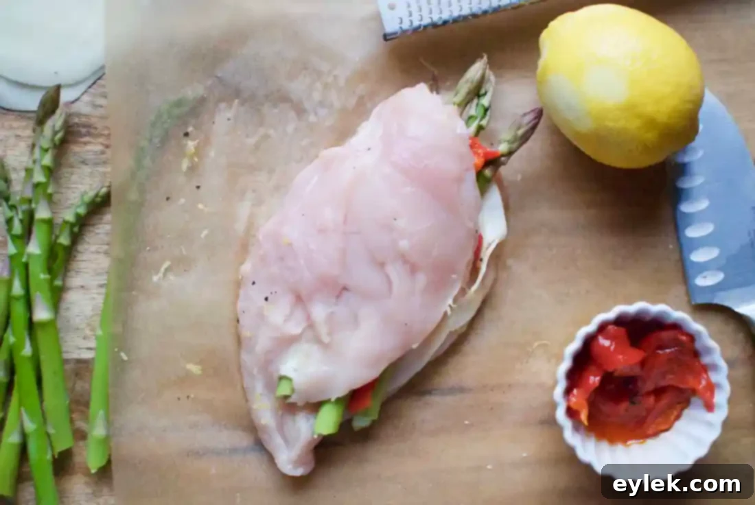 asparagus stuffed chicken with five spice sauce