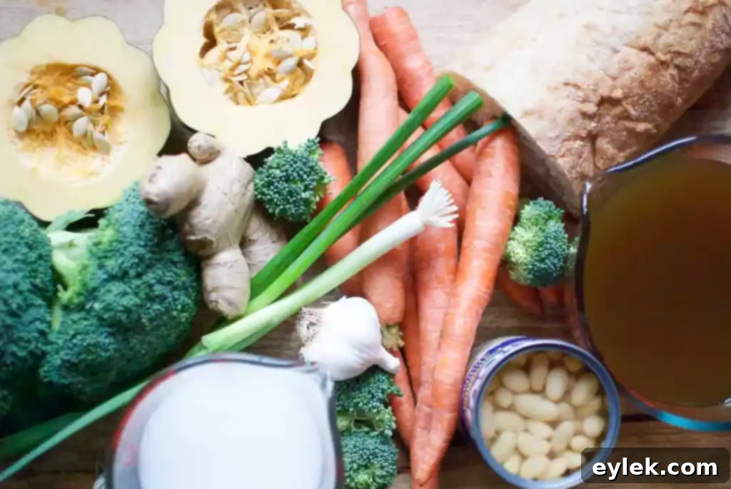 carrot ginger soup with roasted veggies