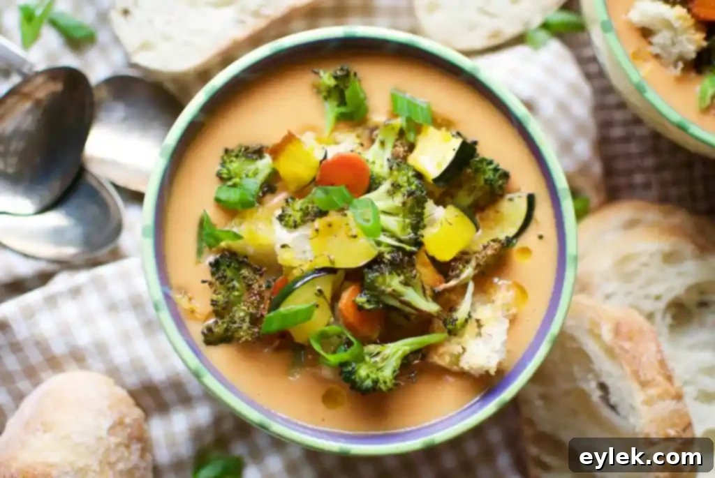 carrot ginger soup with roasted veggies
