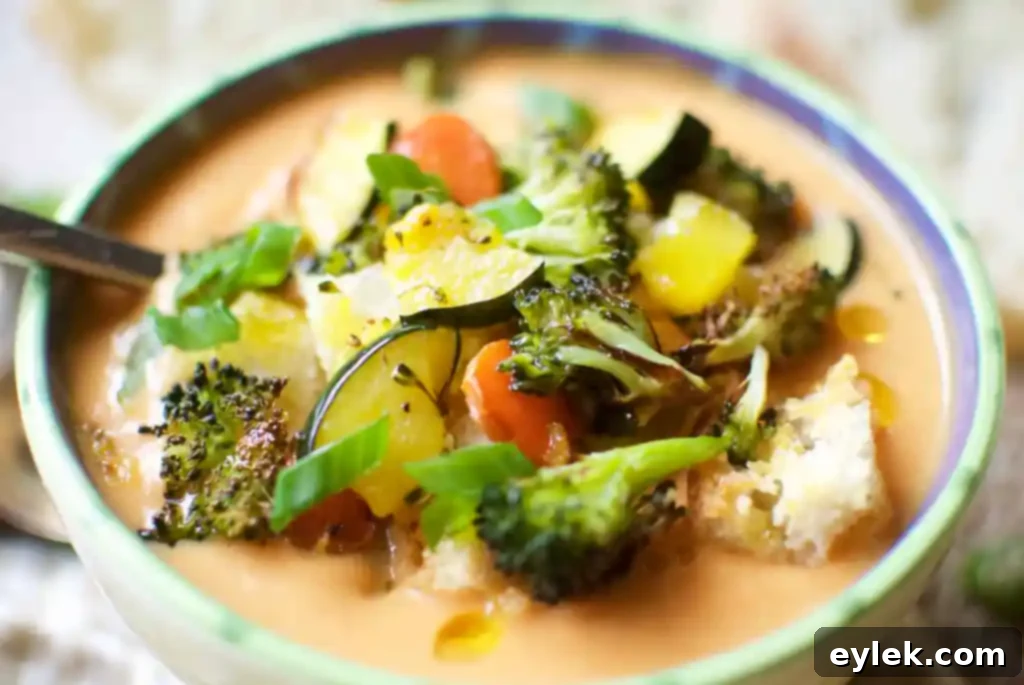 carrot ginger soup with roasted veggies