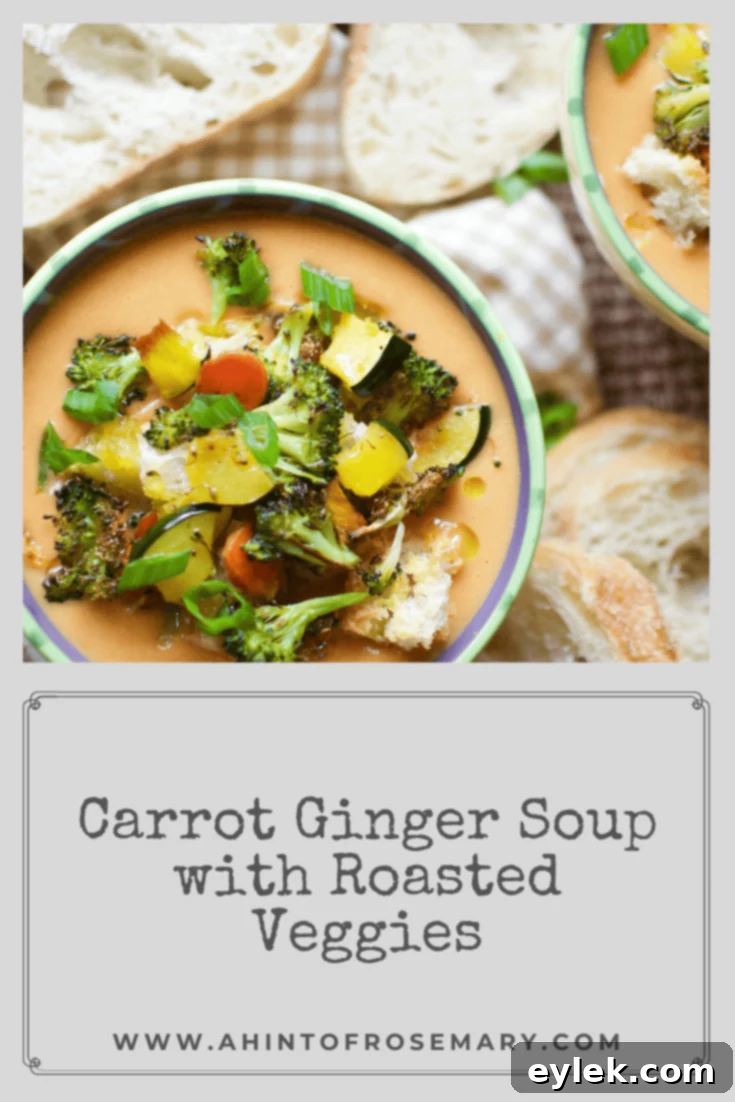Carrot Ginger Soup with Roasted Veggies
