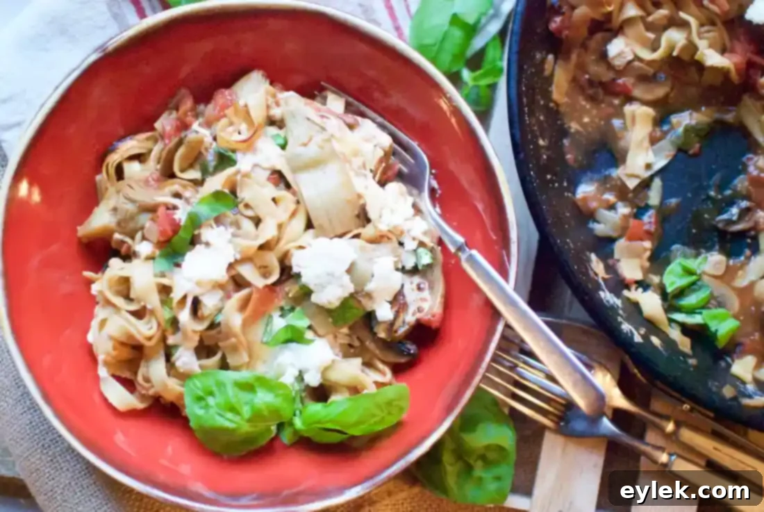 Another view of the served One-Pan Pasta, emphasizing its rich texture