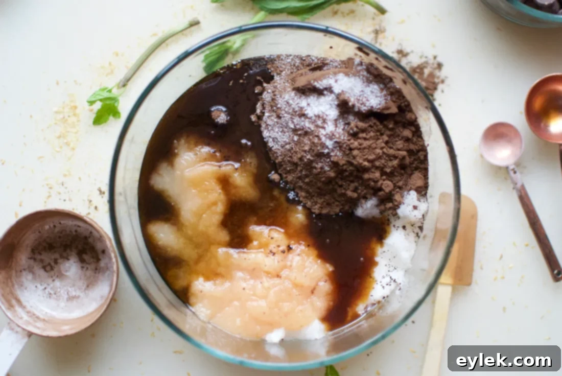 Mixing wet ingredients for gluten-free chocolate cookies